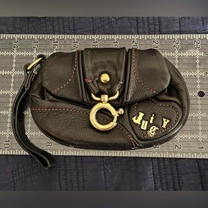 Juicy Couture black leather wristlet wallet